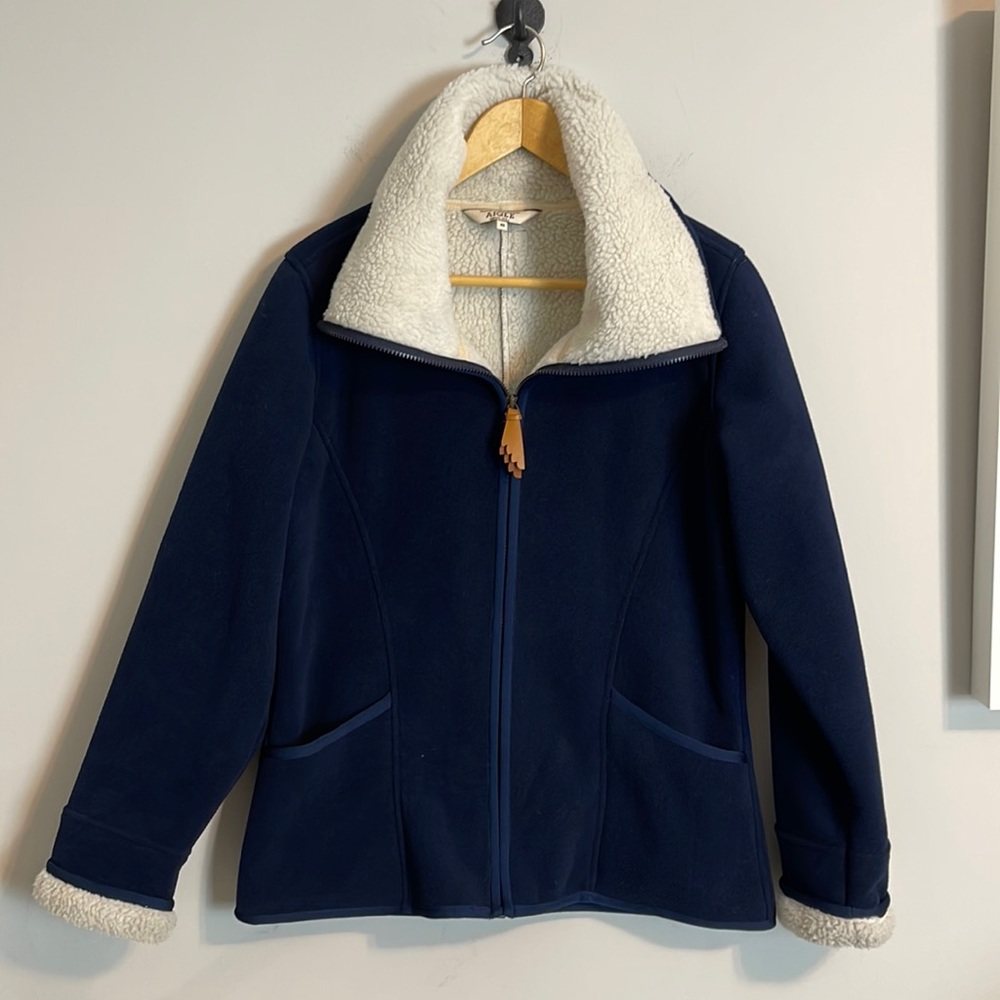 Aigle blue fall winter jacket coat French cozy warm SZ 40